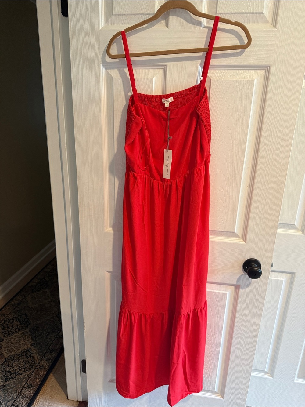 nine britton Bright Red Spaghetti-Strap Midi Dress